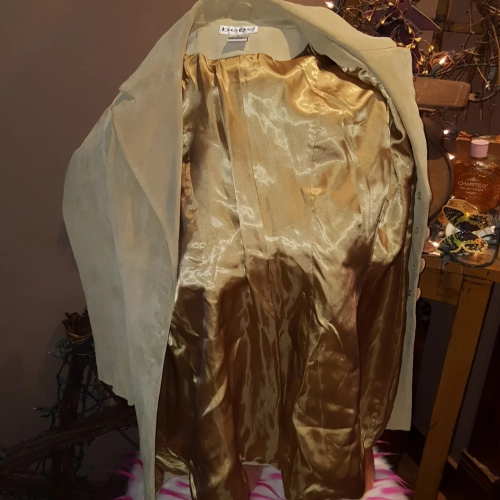 Bebe genuine leather 4 button blazer long coat SP - Picture 7 of 7